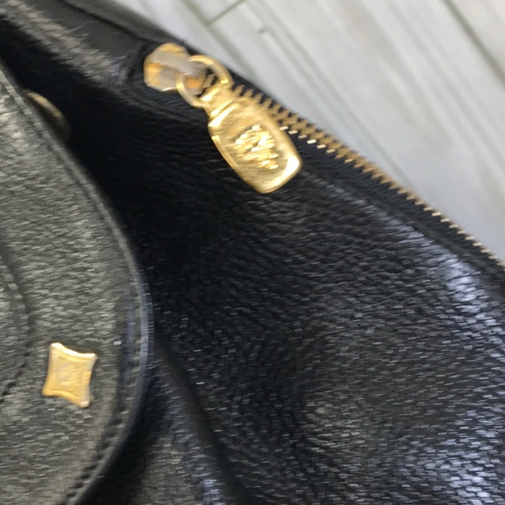 MCM Black Leather Backpack with Gold Accents - Picture 3 of 13